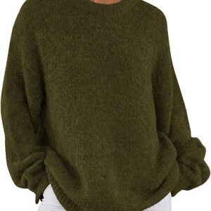 Elegant Olive Women's Crew Neck Sweater